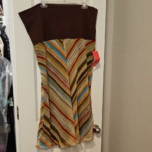 Sunny Leigh Strapless Dress in Brown and Blue